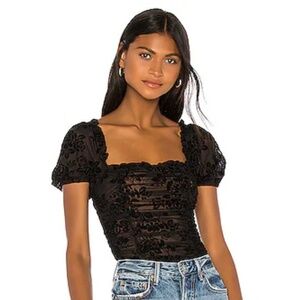 Ruched Black Bodysuit